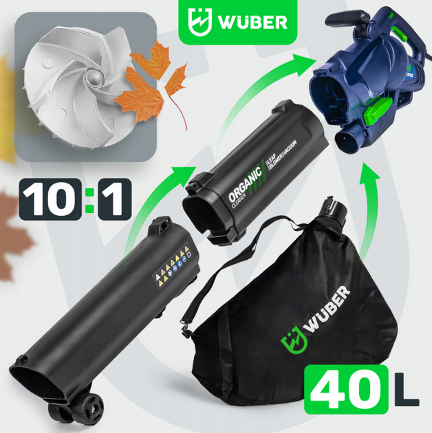 Садовый пылесос электрический Wuber 3000Вт 40л - Фото 5 Садовый пылесос электрический Wuber 3000Вт 40л - изображение 5