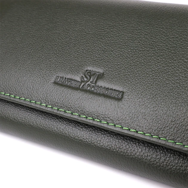 Горизонтальный кошелек у два сложения из натуральной кожи ST Leather bg230fash67 Зеленый - Фото 5 Горизонтальный кошелек у два сложения из натуральной кожи ST Leather bg230fash67 Зеленый - изображение 5