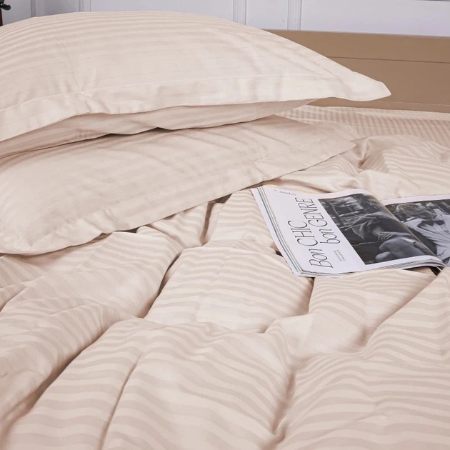 Комплект постільної білизни MirSon Satin Stripe 30-0004 Cream 160х220 Полуторний Євро (2200005248607) - Фото 6 Комплект постільної білизни MirSon Satin Stripe 30-0004 Cream 160х220 Полуторний Євро (2200005248607) - зображення 6