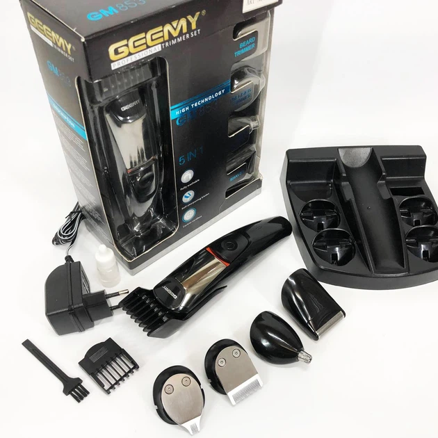 Машинка для стрижки Geemy GM-853 5в1 из нержавеющей стали, 6 насадок - изображение 2