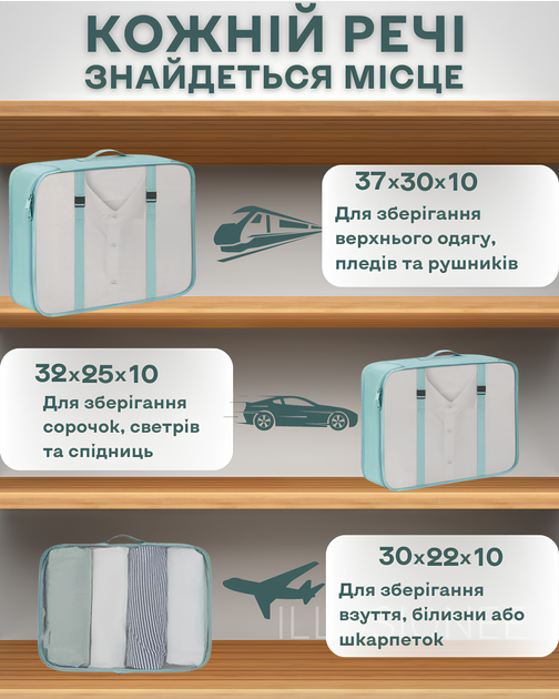 Органайзер для одежды, обуви, белья и косметики 9в1 голубой 3DTOYSLAMP - изображение 2