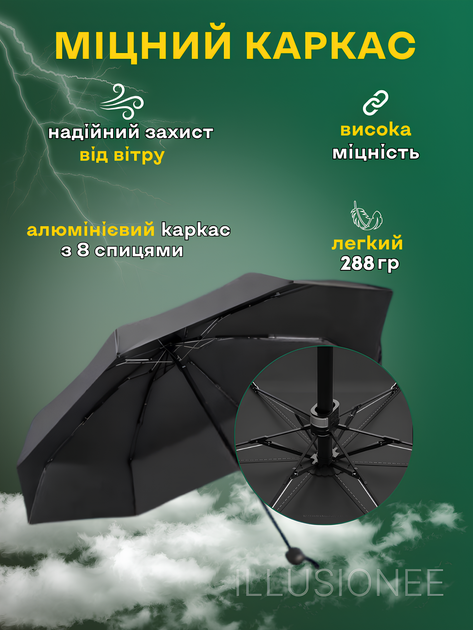 Зонт мини 3DTOYSLAMP 8 спиц в чехле складной компактный солнцезащитный ветрозащитный с прочным механизмом антиветер мужской женский стильный автоматический удобный для сумки дождя путешествий прогулок дорожный повседневный черный - изображение 2