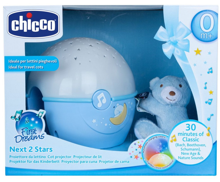 Lampka nocna projektor gwiazdek Chicco First Dreams Next2Stars Niebieski (8058664062355) - obraz 1