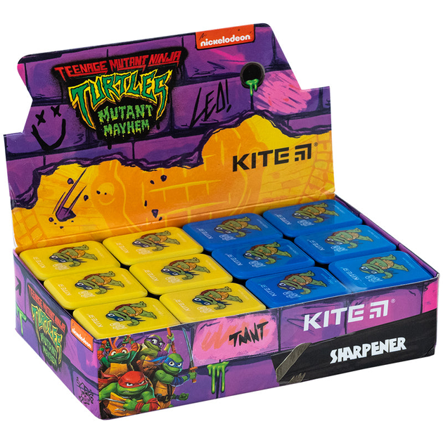 Набір точилок 24 шт. Точилка з контейнером прямокутна Kite Ninja Turtles NT24-116 4063276228444 - изображение 2