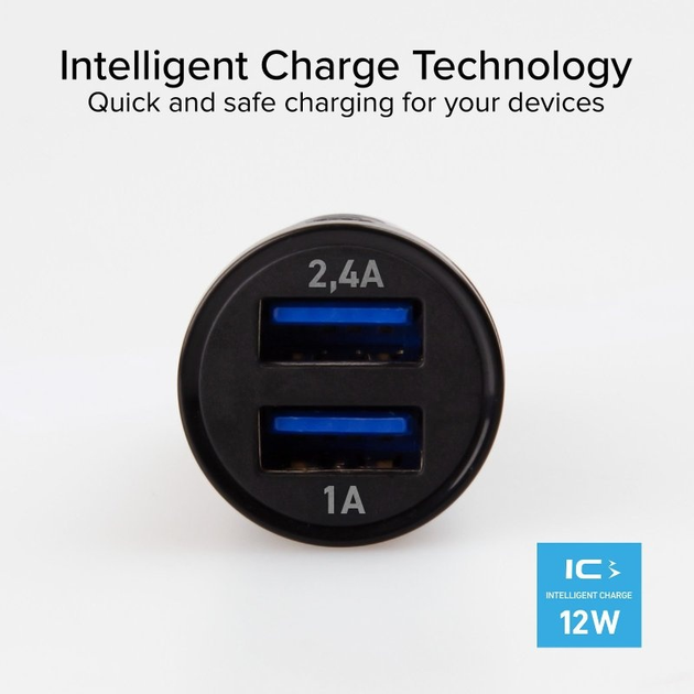 Автомобільний зарядний пристрій SBS Car Charger 2 x USB-A Black (TECR2USB24AFAST) - зображення 2