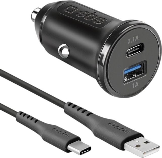 Ładowarka samochodowa SBS Car Charger USB-C USB-A Black (TEKITCRC2U21AUL) - obraz 1