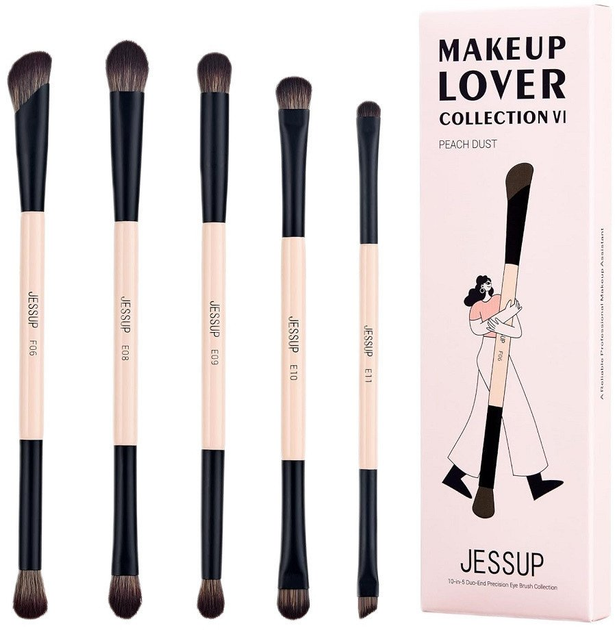 Zestaw pędzli do makijażu Jessup Makeup Lover T509 Dwustronne 5 szt Jasno brzoskwiniowy (ZES6976074375099) - obraz 1