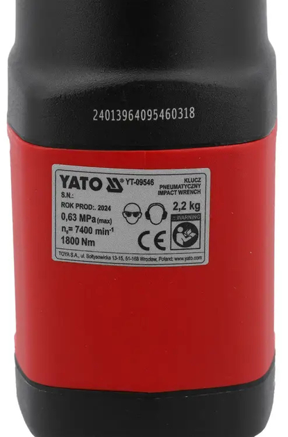 Klucz udarowy pneumatyczny YATO kompozytowy  1/2" 1800 Nm (YT-09546) - obraz 5
