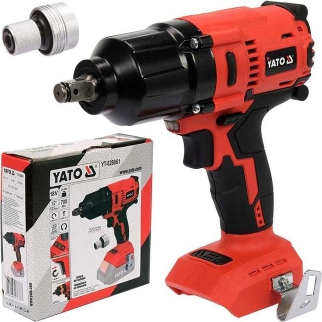 Гайковерт ударний акумулятобезщітковий YATO квад. 1/2" 700 Нм Li-Ion 18 В 3 Агод без акумулятора YT-828061 (5906083076787) - зображення 2