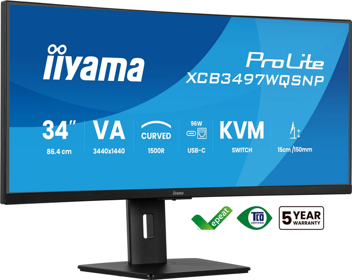Монітор 34" Iiyama ProLite XCB3497WQSNP-B1 - зображення 3