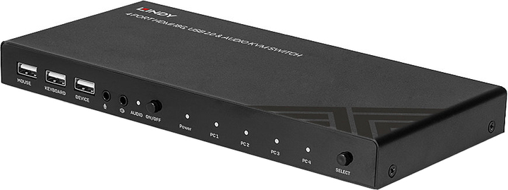 Przełącznik KVM Lindy 4 Port HDMI 4K60, USB 2.0 & Audio Black (4002888328104) - obraz 2