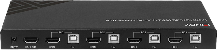 KVM-перемикач Lindy 4 Port HDMI 4K60, USB 2.0 & Audio Black (4002888328104) - зображення 5