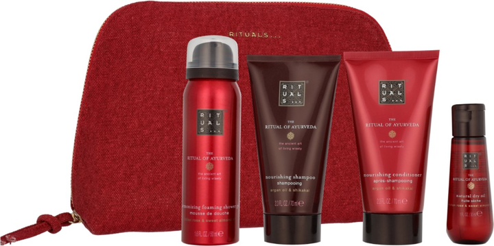 Набір для жінок Rituals Ayurveda Шампунь 70 мл + Гель для душу 50 мл + Кондиціонер 70 мл + Суха олія для тіла та волосся 30 мл (8719134185508) - зображення 2