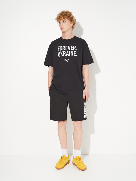 Футболка бавовняна довга чоловіча Puma Forever Ukraine 69009102 S Black з принтом (4069156254978) - зображення 3