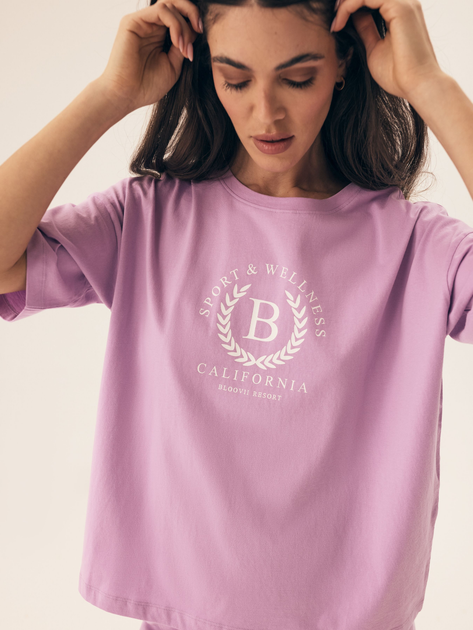 Piżama damska z szortami i krótkim rękawem letnia bawełniana Bloovii Midnight 42561-03X L Różowa (5903972547434) - obraz 5