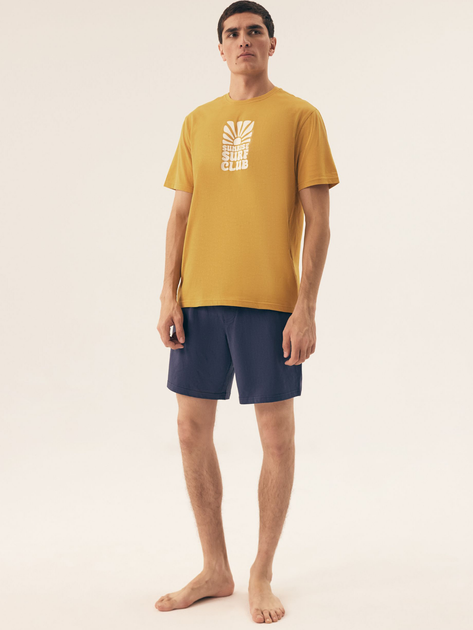 Piżama męska z szortami i krótkim rękawem letnia bawełniana Henderson Sun 42600-11X XL Żółta (5903972509005) - obraz 3