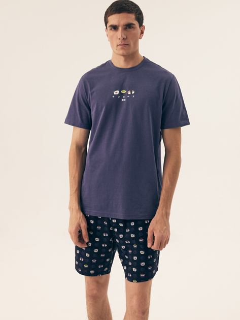 Piżama męska z szortami i krótkim rękawem letnia bawełniana Henderson Sake 42606-95X XL Granatowa (5903972538432) - obraz 1