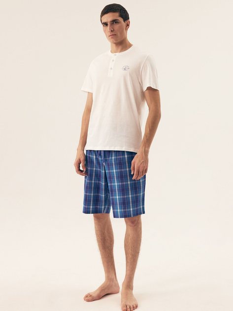 Піжама (футболка + шорти) чоловіча бавовняна великого розміру Henderson Dock 42616-00X 3XL Біла (5903972398647) - зображення 3