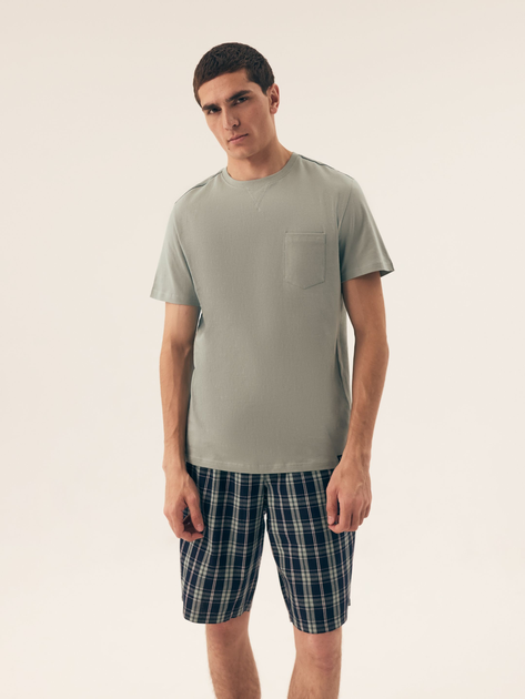 Piżama męska z szortami i krótkim rękawem letnia bawełniana Henderson Dexter 42617-07X XL Zielona (5903972398739) - obraz 1