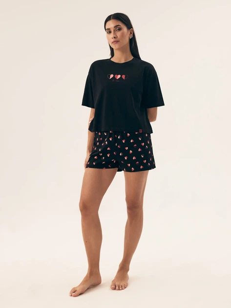 Piżama damska z szortami i krótkim rękawem letnia bawełniana Henderson Necesito 42649-99X M Czarna (5903972377451) - obraz 3