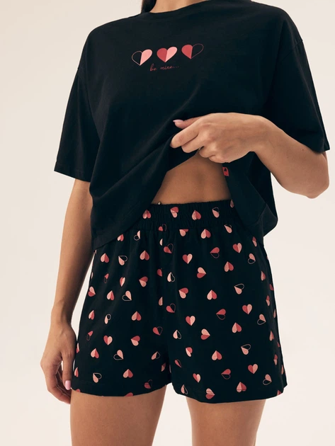 Piżama damska z szortami i krótkim rękawem letnia bawełniana Henderson Necesito 42649-99X M Czarna (5903972377451) - obraz 5