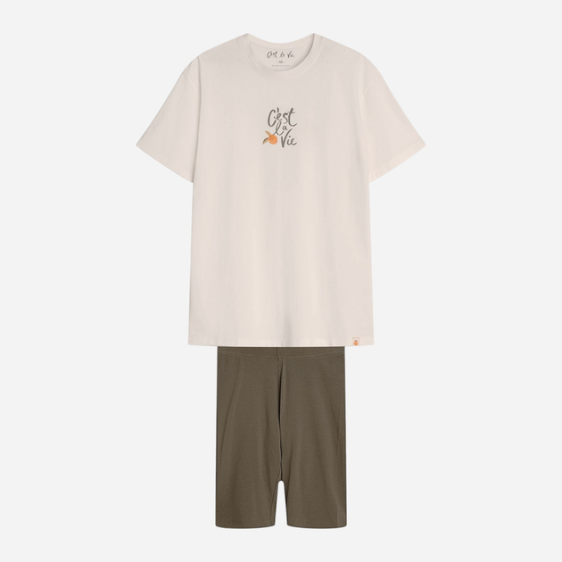 Піжама (футболка + шорти) жіноча бавовняна Henderson Naranja 42685-01X L Кремова (5903972379059) - зображення 6
