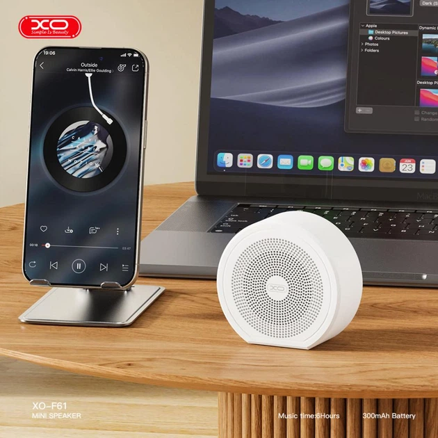 Беспроводная колонка XO F61 (Bluetooth 5.3, AUX 3,5мм, TWS, мощность 3 Вт, 300 мАч, 7 часов работы) - Белый - изображение 2