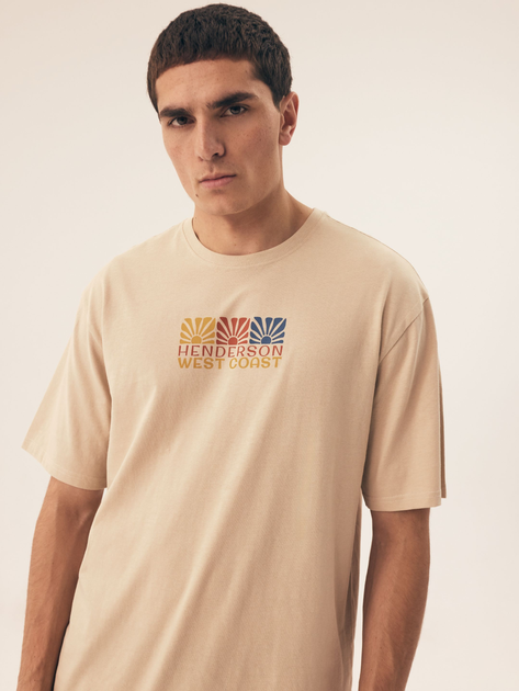 Піжама (футболка + шорти) чоловіча бавовняна великого розміру Henderson Onshore 42792-02X 2XL Бежева (5903972510667) - зображення 5