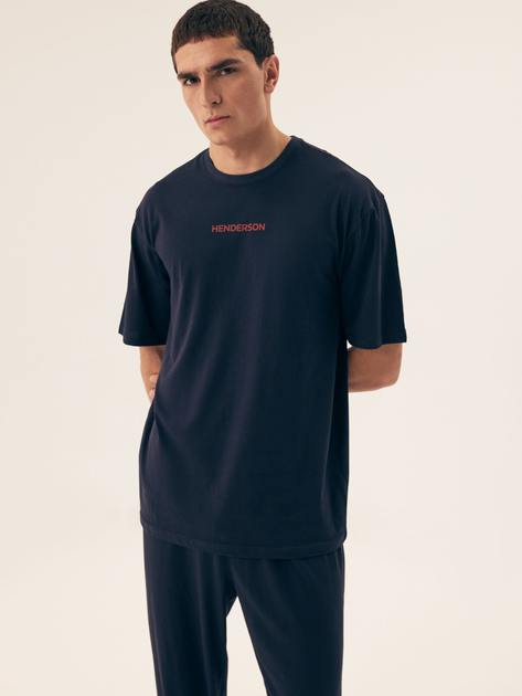 Piżama męska z długimi spodniami i krótkim rękawem bawełniana Henderson Outpost 42793-59X 2XL Granatowa (5903972510704) - obraz 3