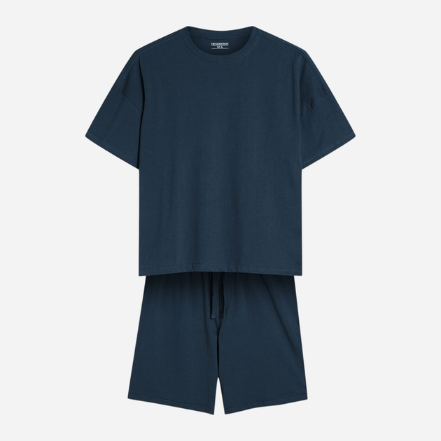 Піжама (футболка + шорти) чоловіча бавовняна Henderson Orient 42794-55X L Синя (5903972510766) - зображення 7