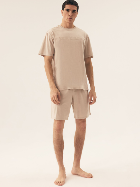 Piżama męska z szortami i krótkim rękawem letnia bawełniana Henderson Olive 42795-02X XL Beżowa (5903972510896) - obraz 3