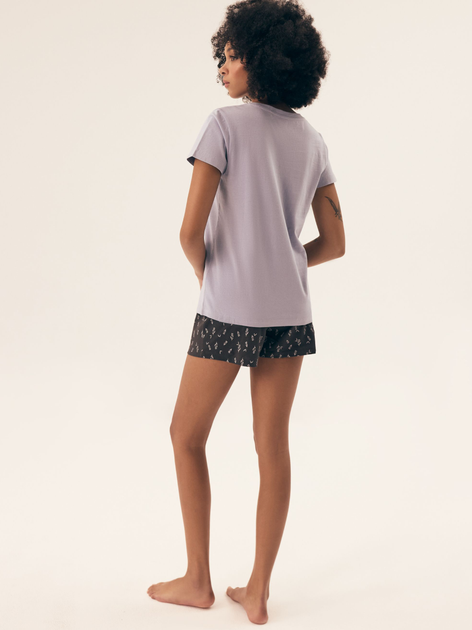Piżama damska z szortami i krótkim rękawem letnia bawełniana Henderson Naturaleza 42893-04X 2XL Fioletowa (5903972398609) - obraz 4