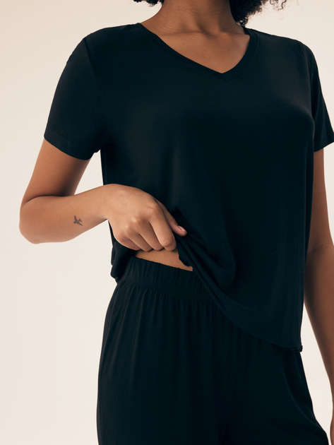 Piżama damska ze spodniami 3/4 i krótkim rękawem letnia bawełniana Henderson Noves 43023-99X 3XL Czarna (5903972541036) - obraz 6