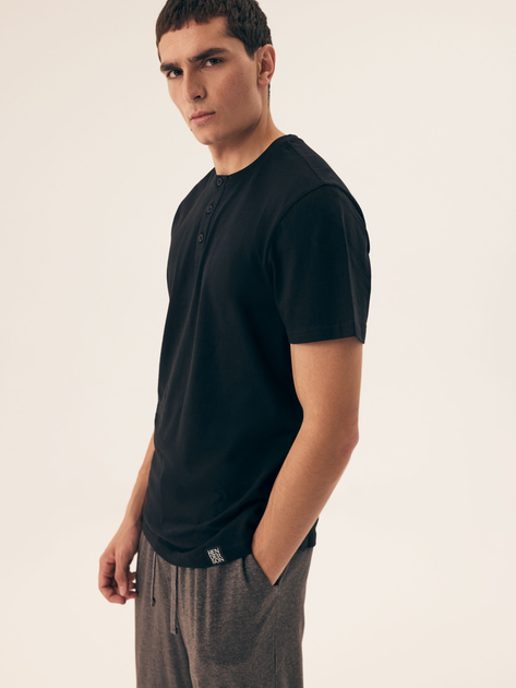 Piżama męska z długimi spodniami i krótkim rękawem bawełniana Henderson Marc 43033-99X 3XL Czarna (5903972392515) - obraz 1