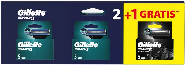 Змінні картриджі для гоління (леза) чоловічі Gillette Mach3 10 шт + Змінні картриджі для гоління (леза) чоловічі Gillette Mach3 Charcoal 5 шт (8700216876094) - зображення 1