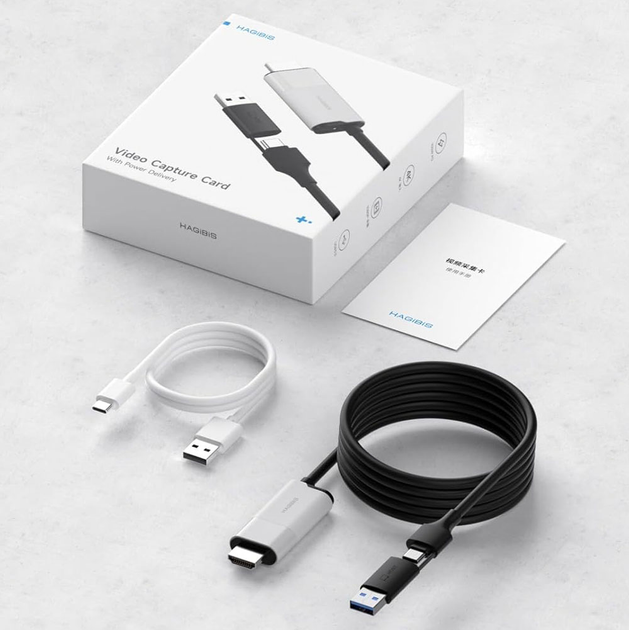 Зовнішня карта відеозахоплення (кабель) HAGiBiS HDMI на USB / Type-C 1080P@60fps 100W PD (UHC10) - зображення 2