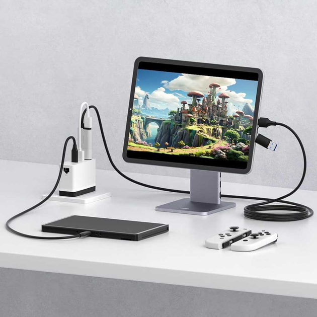 Зовнішня карта відеозахоплення (кабель) HAGiBiS HDMI на USB / Type-C 1080P@60fps 100W PD (UHC10) - зображення 5