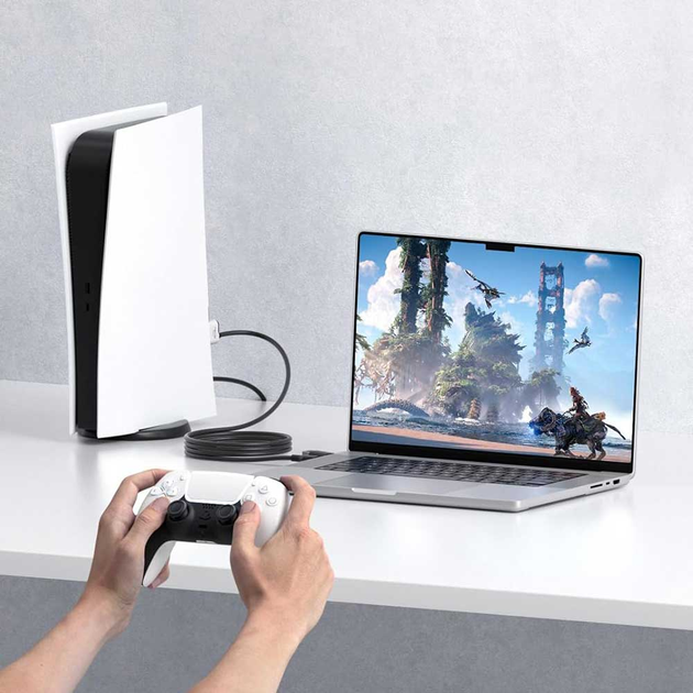 Зовнішня карта відеозахоплення (кабель) HAGiBiS HDMI на USB / Type-C 1080P@60fps 100W PD (UHC10) - зображення 6