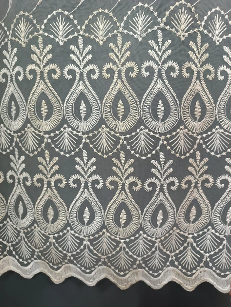 Короткая кремово-золотая тюль высота 1.50 м (К135) - Фото 3 Короткая кремово-золотая тюль высота 1.50 м (К135) - изображение 3