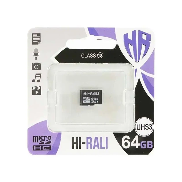 Карта пам'яті microSDHC HI-RALI 64GB Сlass 10 (без адаптера) - Фото 1 Карта пам'яті microSDHC HI-RALI 64GB Сlass 10 (без адаптера) - изображение 1