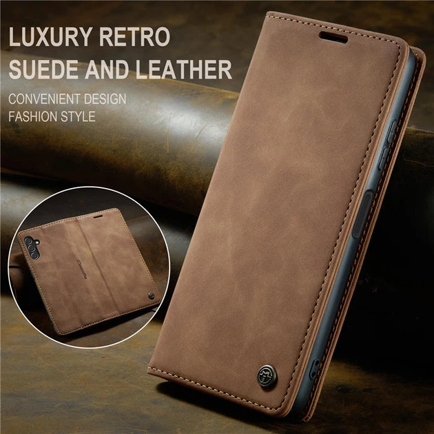 Чехол-книжка CaseMe из нубука для Samsung S21 Светло-коричневый - Фото 6 Чехол-книжка CaseMe из нубука для Samsung S21 Светло-коричневый - изображение 6