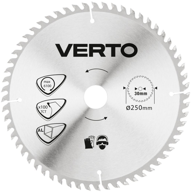 Диск для пили Verto 250 x 30 мм 61H108 (5902062997463) - зображення 1