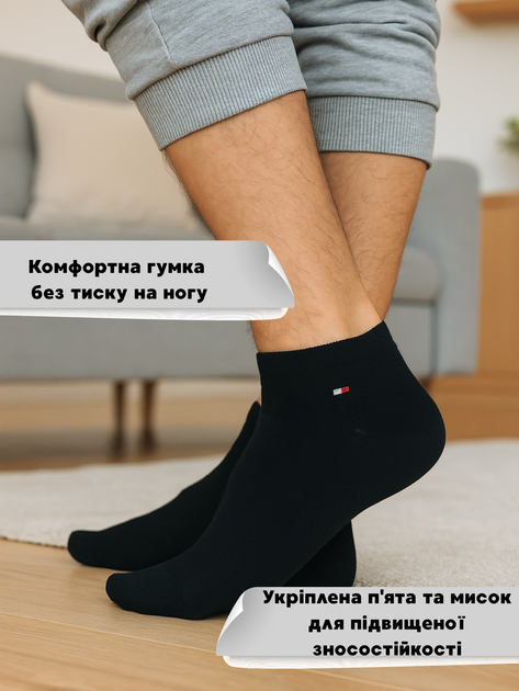 Набор мужских носков коротких хлопковых Лео Томми 42-44 5 пар Черный (ROZ6501062313) - Фото 2 Набор мужских носков коротких хлопковых Лео Томми 42-44 5 пар Черный (ROZ6501062313) - изображение 2