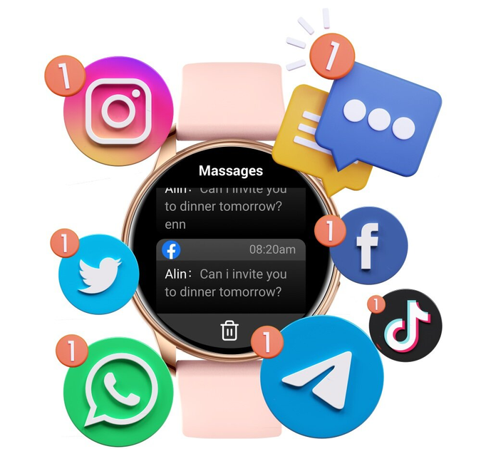 Smartwatch Bemi VERFIT Gold (6972689172467) - obraz 6