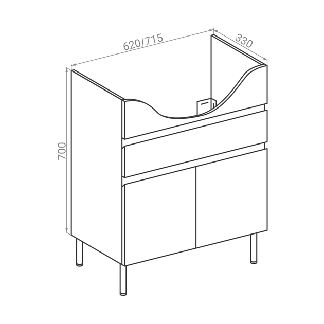 Тумба с умывальником 65 см RJ IRIS RJFU034-0165WHSET, белый - изображение 2