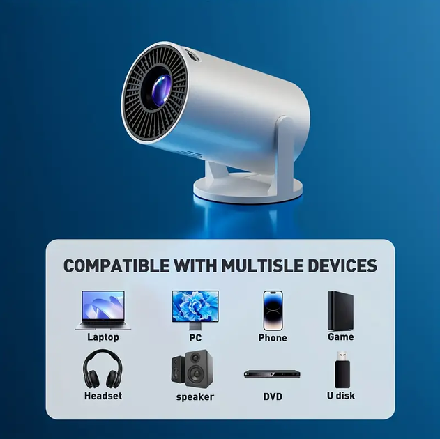 Домашний компактный мультимедийный проектор с поддержкой 3D HDMI USB Type-C HY300X - изображение 8
