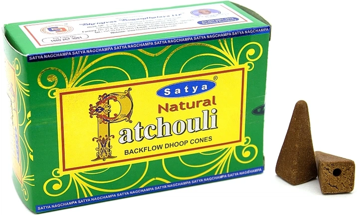 Стелющиеся дымные благовония конусы "Пачули" - Satya Natural Patchouli Backflow Dhoop Cones 24шт (1170934-1562559-2) - Фото 1 Стелющиеся дымные благовония конусы "Пачули" - Satya Natural Patchouli Backflow Dhoop Cones 24шт (1170934-1562559-2) - изображение 1
