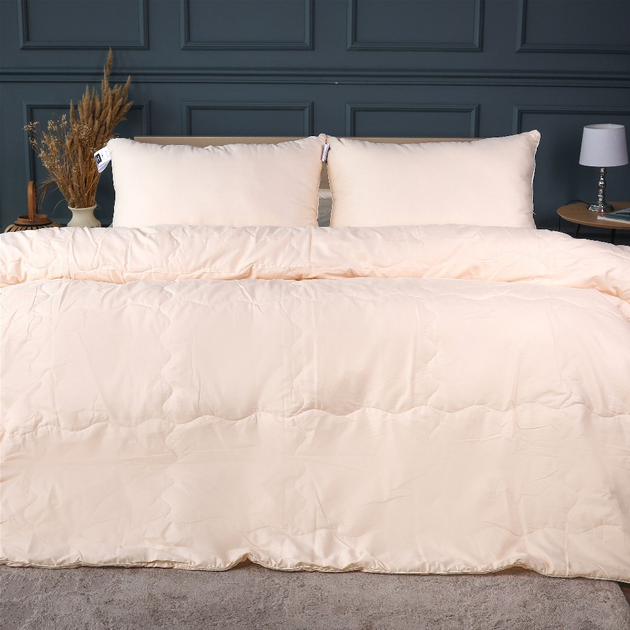 Фото - Ковдри MirSon Набір  №2969 Line Satin Light Pro Дві  літні Сімейних 143x210 см 10-016 Creamy Бамбук + дві наволочки 50х70 см + 