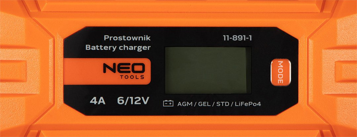 Зарядний пристрій NEO Tools 4 A 70 Вт 3 - 120 Ач для кислотних / AGM / GEL акумуляторів 11-891-1 (5907558495126) - зображення 3