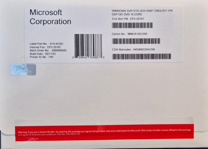Операційна система Windows Server 2025 Standard 16 Core, ОЕМ на DVD носії (EP2-25187) - изображение 2